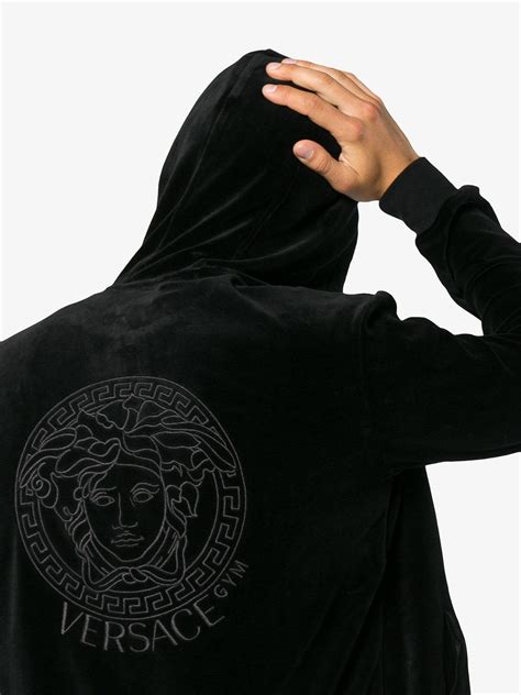 versace collection men's black cotton v-neck|Versace sweatshirts for men.